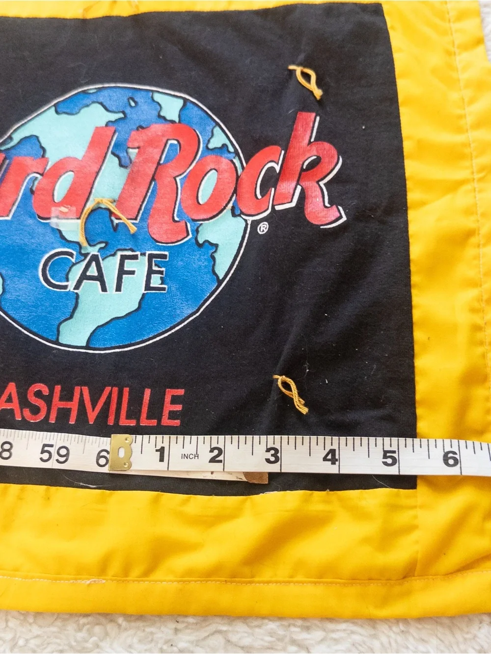 Handmade Hard Rock Cafe T-Shirt Quilt Wall Hanging 52”x67” Travel Souvenir